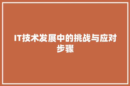 IT技术发展中的挑战与应对步骤