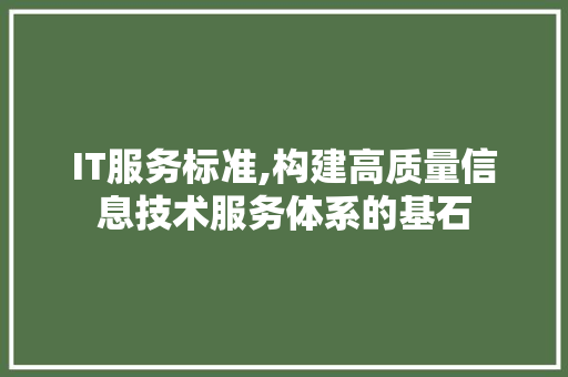 IT服务标准,构建高质量信息技术服务体系的基石