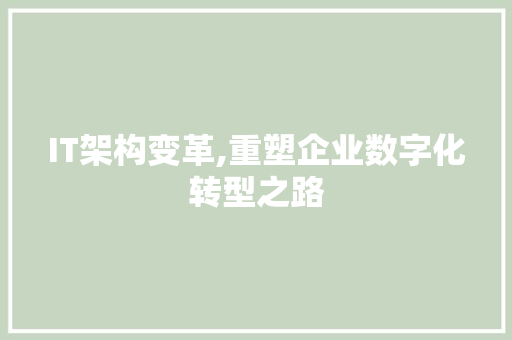 IT架构变革,重塑企业数字化转型之路