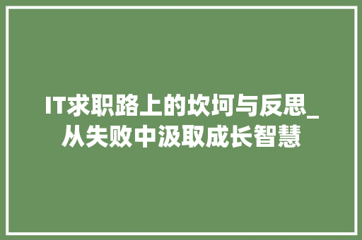 IT求职路上的坎坷与反思_从失败中汲取成长智慧