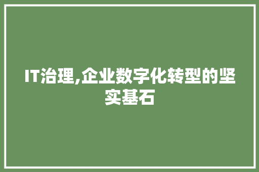 IT治理,企业数字化转型的坚实基石