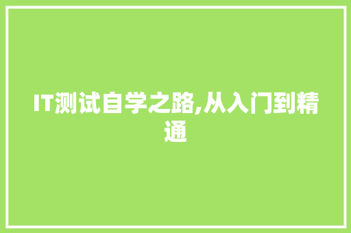 IT测试自学之路,从入门到精通 头条优化