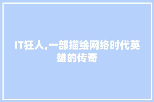 IT狂人,一部描绘网络时代英雄的传奇
