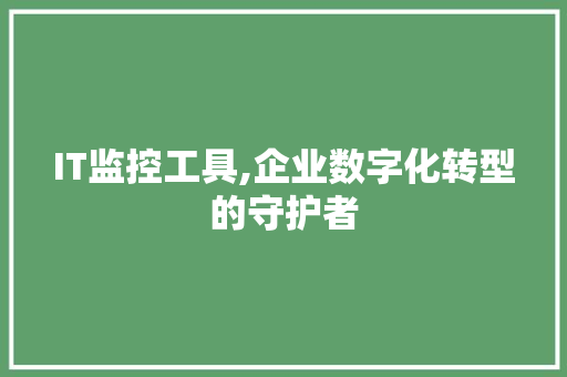 IT监控工具,企业数字化转型的守护者