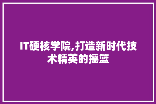 IT硬核学院,打造新时代技术精英的摇篮