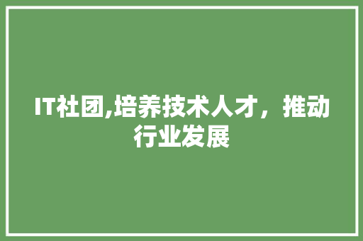 IT社团,培养技术人才，推动行业发展 头条优化
