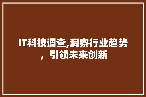 IT科技调查,洞察行业趋势，引领未来创新