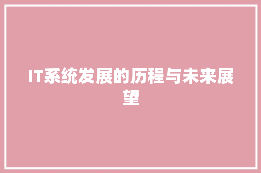 IT系统发展的历程与未来展望 百度算法
