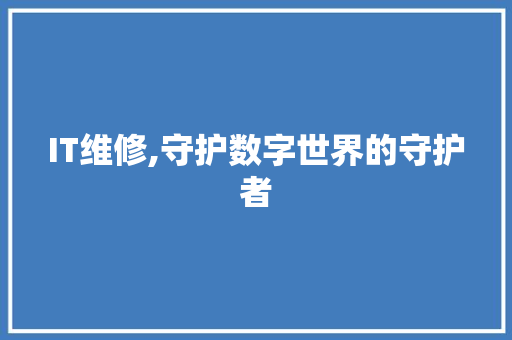 IT维修,守护数字世界的守护者 小程序开发