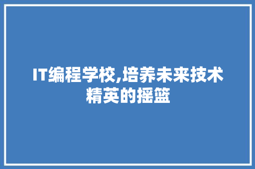 IT编程学校,培养未来技术精英的摇篮