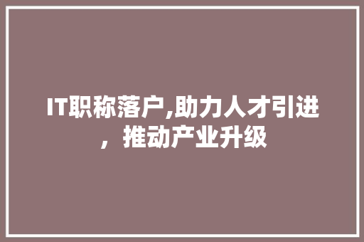 IT职称落户,助力人才引进，推动产业升级 百度算法