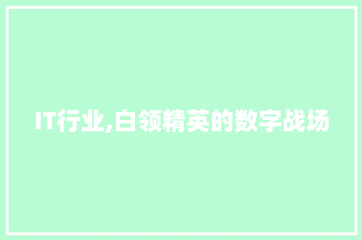 IT行业,白领精英的数字战场