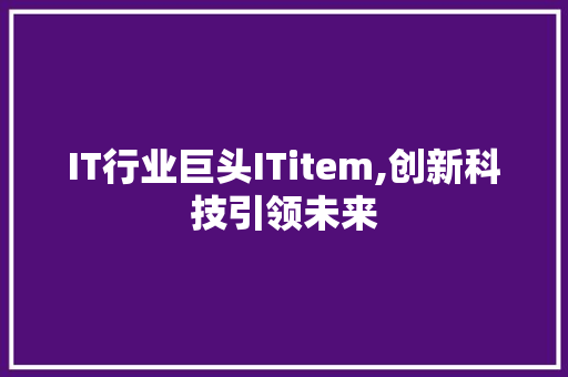 IT行业巨头ITitem,创新科技引领未来 seo技术