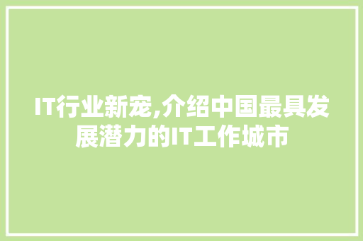 IT行业新宠,介绍中国最具发展潜力的IT工作城市 seo技术