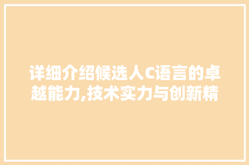 详细介绍候选人C语言的卓越能力,技术实力与创新精神的双赢之路