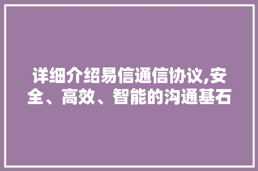 详细介绍易信通信协议,安全、高效、智能的沟通基石