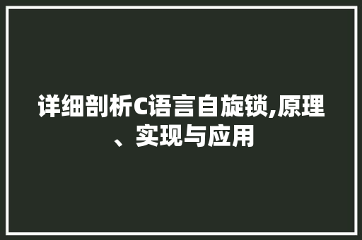 详细剖析C语言自旋锁,原理、实现与应用 英文谷歌算法