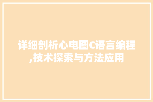 详细剖析心电图C语言编程,技术探索与方法应用