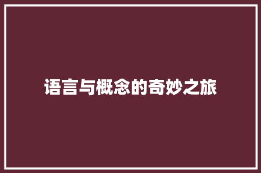 语言与概念的奇妙之旅 网站优化