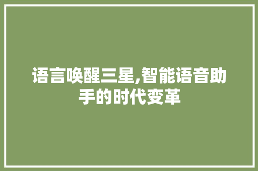 语言唤醒三星,智能语音助手的时代变革