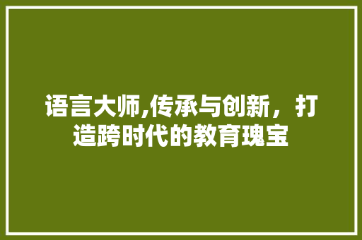 语言大师,传承与创新，打造跨时代的教育瑰宝 网站开发