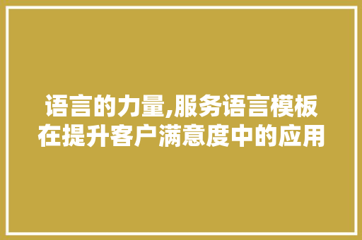 语言的力量,服务语言模板在提升客户满意度中的应用