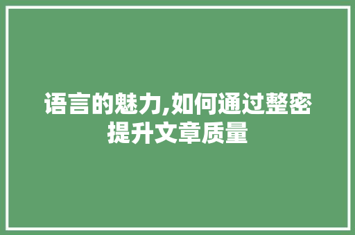 语言的魅力,如何通过整密提升文章质量