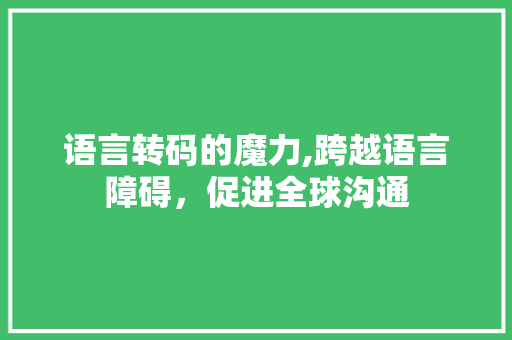 语言转码的魔力,跨越语言障碍，促进全球沟通