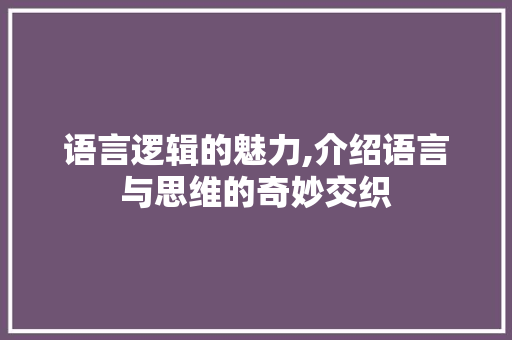语言逻辑的魅力,介绍语言与思维的奇妙交织