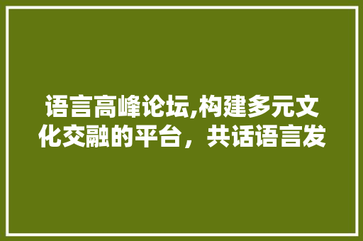 语言高峰论坛,构建多元文化交融的平台，共话语言发展新未来
