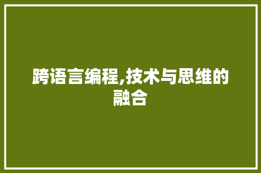跨语言编程,技术与思维的融合