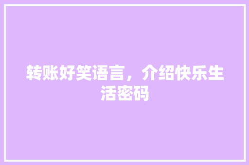 转账好笑语言，介绍快乐生活密码