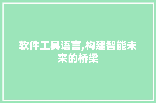 软件工具语言,构建智能未来的桥梁