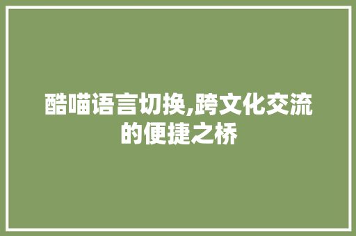 酷喵语言切换,跨文化交流的便捷之桥