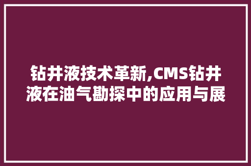 钻井液技术革新,CMS钻井液在油气勘探中的应用与展望