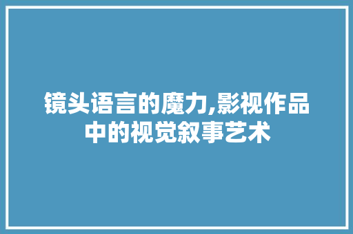 镜头语言的魔力,影视作品中的视觉叙事艺术