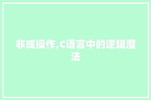 非或操作,C语言中的逻辑魔法