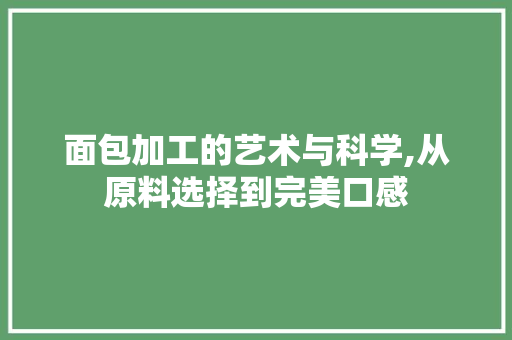 面包加工的艺术与科学,从原料选择到完美口感 AI技术学习