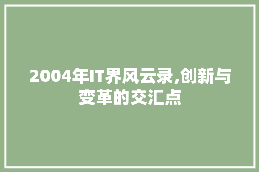 2004年IT界风云录,创新与变革的交汇点 英文谷歌算法