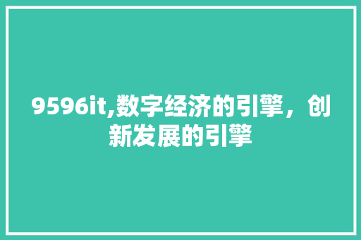 9596it,数字经济的引擎，创新发展的引擎