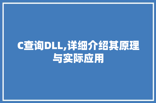 C查询DLL,详细介绍其原理与实际应用