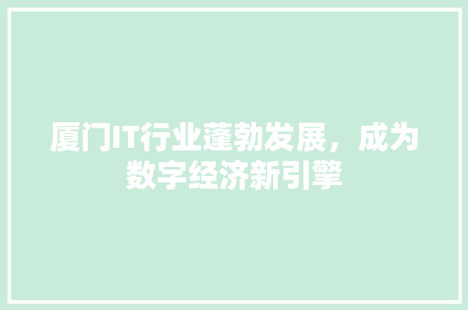 厦门IT行业蓬勃发展，成为数字经济新引擎 网站开发