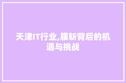 天津IT行业,腰斩背后的机遇与挑战