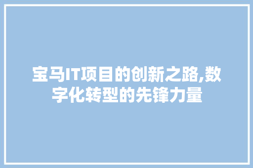宝马IT项目的创新之路,数字化转型的先锋力量 百度算法