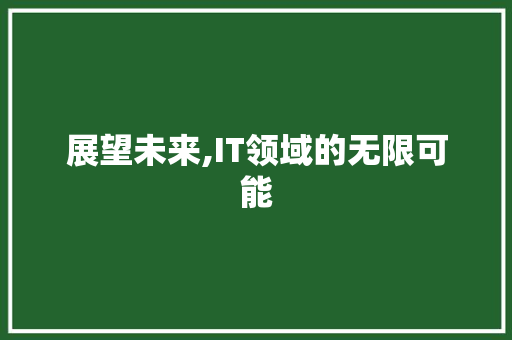 展望未来,IT领域的无限可能
