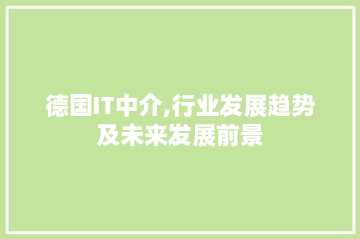 德国IT中介,行业发展趋势及未来发展前景