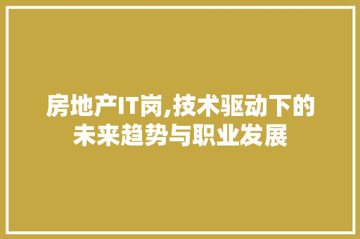 房地产IT岗,技术驱动下的未来趋势与职业发展 网站开发