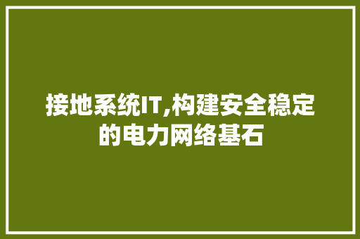 接地系统IT,构建安全稳定的电力网络基石