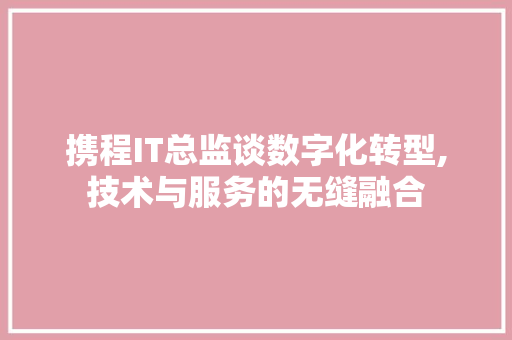 携程IT总监谈数字化转型,技术与服务的无缝融合