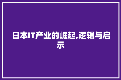 日本IT产业的崛起,逻辑与启示 网站开发